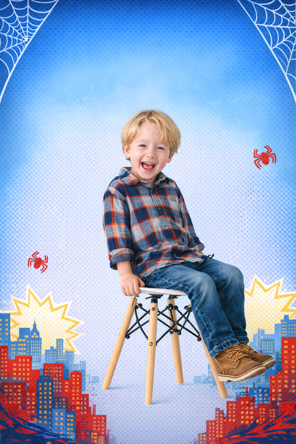 Mikoy in a Spider-Man birthday portrait